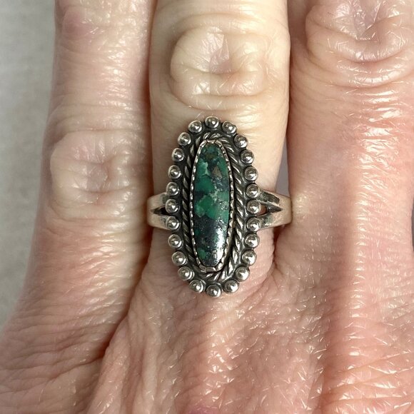 VTG Bell Trading Sterling Silver 925 Southwest Style Green Turquoise Ring 5.25 - Picture 1 of 16